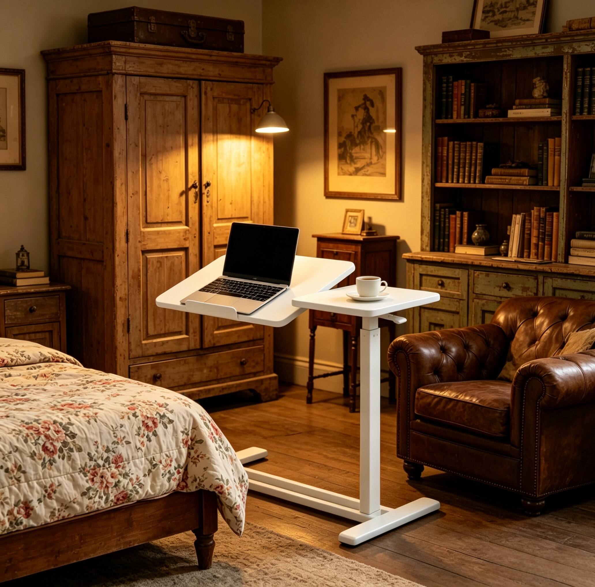 Alt View 6. Forest'nSky - Mobile Adiustable Standing Desk office Desk in White - White.