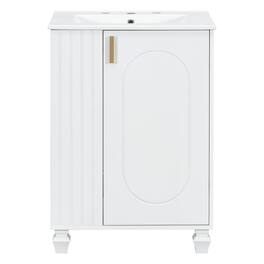 24" Bathroom Vanity with Sink, Solid Wood Storage Cabinet, Soft-Close Door, Side Open Shelf, Small Bathroom Vanity