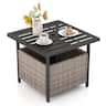 Costway - Rattan Wicker Steel Side Table Outdoor Furniture Deck Garden Patio Pool - Gray