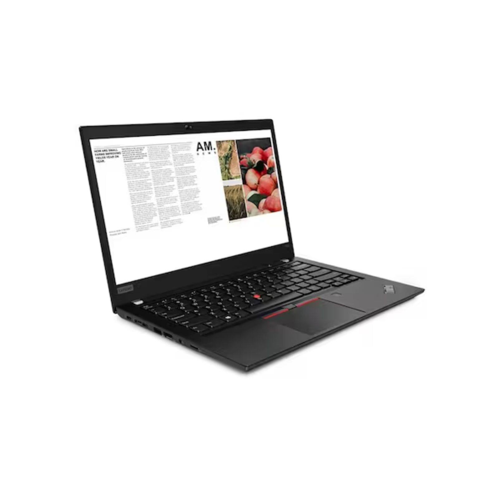 Alt View 2. Lenovo - ThinkPad T490 14" FHD Touchscreen Intel i5-8365U 1.6GHz 24GB DDR4 256GB SSD Intel UHD 620 Graphics Windows 11 Pro Laptop - Black.
