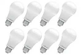 VIRIBRIGHT - A19 LED Bulb, 60W Equivalent, 800 Lumens, Non-Dimmable, Daylight (8-Pack) - 6500K