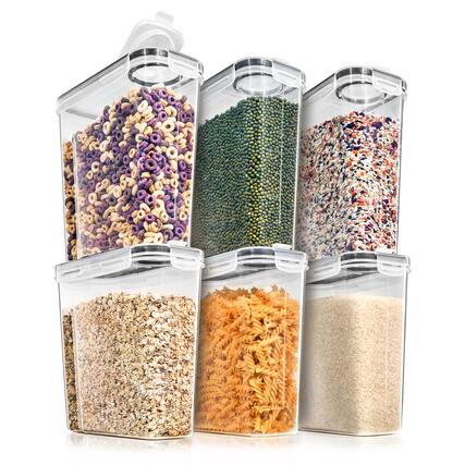 Front. Sorbus - Sorbus 6 Pack (4L/16.9 Cups) Airtight Food Storage Dispensers for Beans, Pasta, Cereals, and More - Clear.