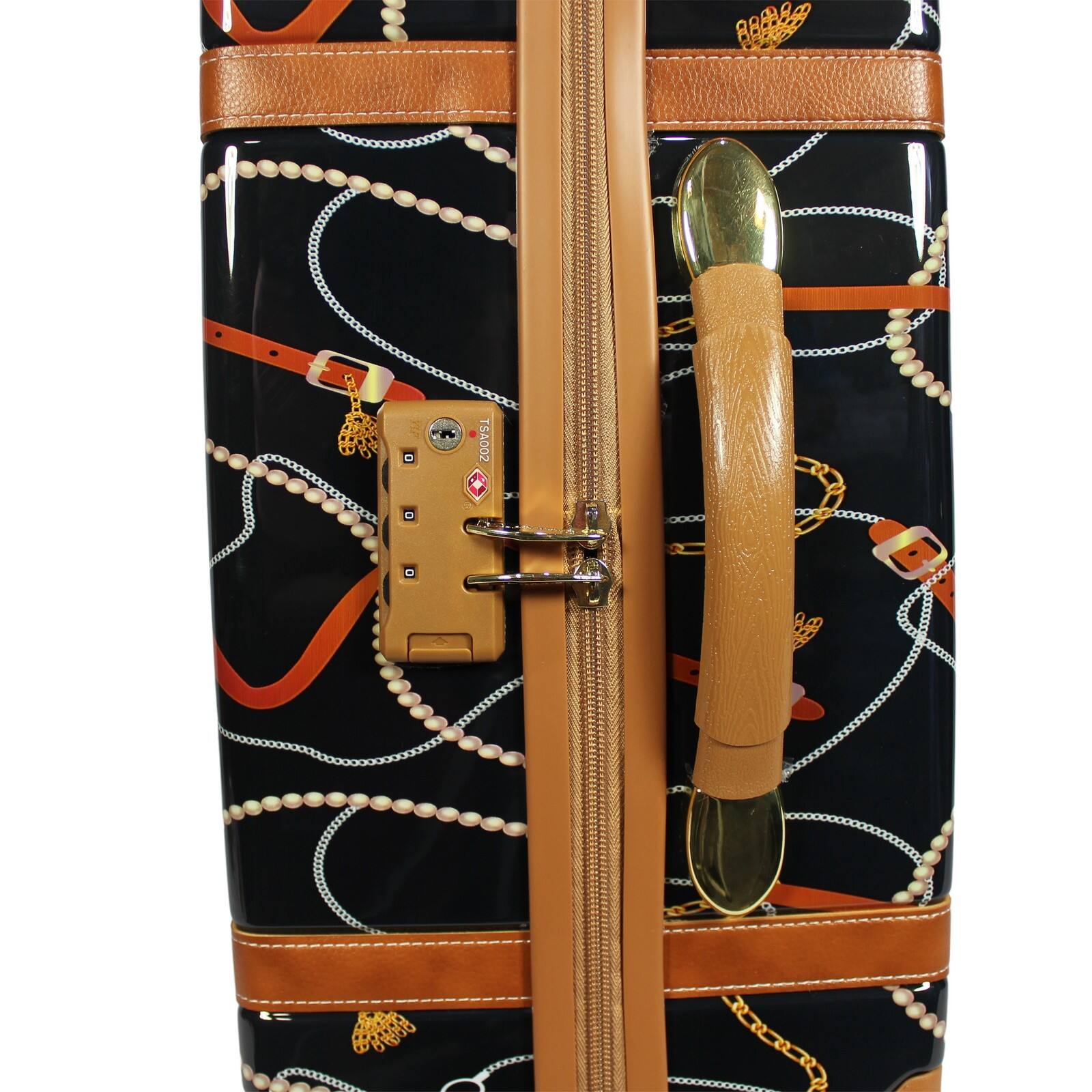 Back. World Traveler - Vintage Style 2-Piece Hardside Carry-On Spinner Luggage Set - Black - Black.