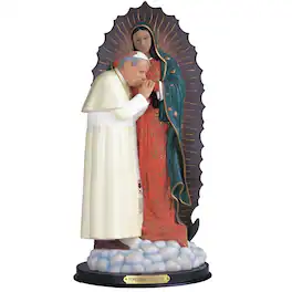 FC Design - 12"H John Paul II with Our Lady of Guadalupe Holy Figurine Statue Office Desk Tabletop Home Decor Gift - Multi-Color