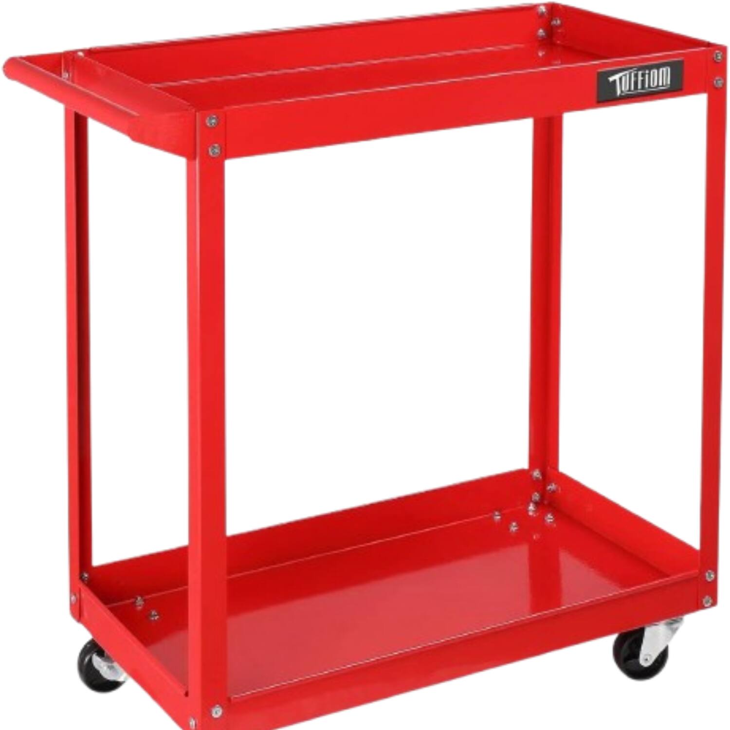 Front. Home Collection - 2 Shelf Steel Utility Cart Rolling 2 Tier Tool Storage Cart Red - Red.
