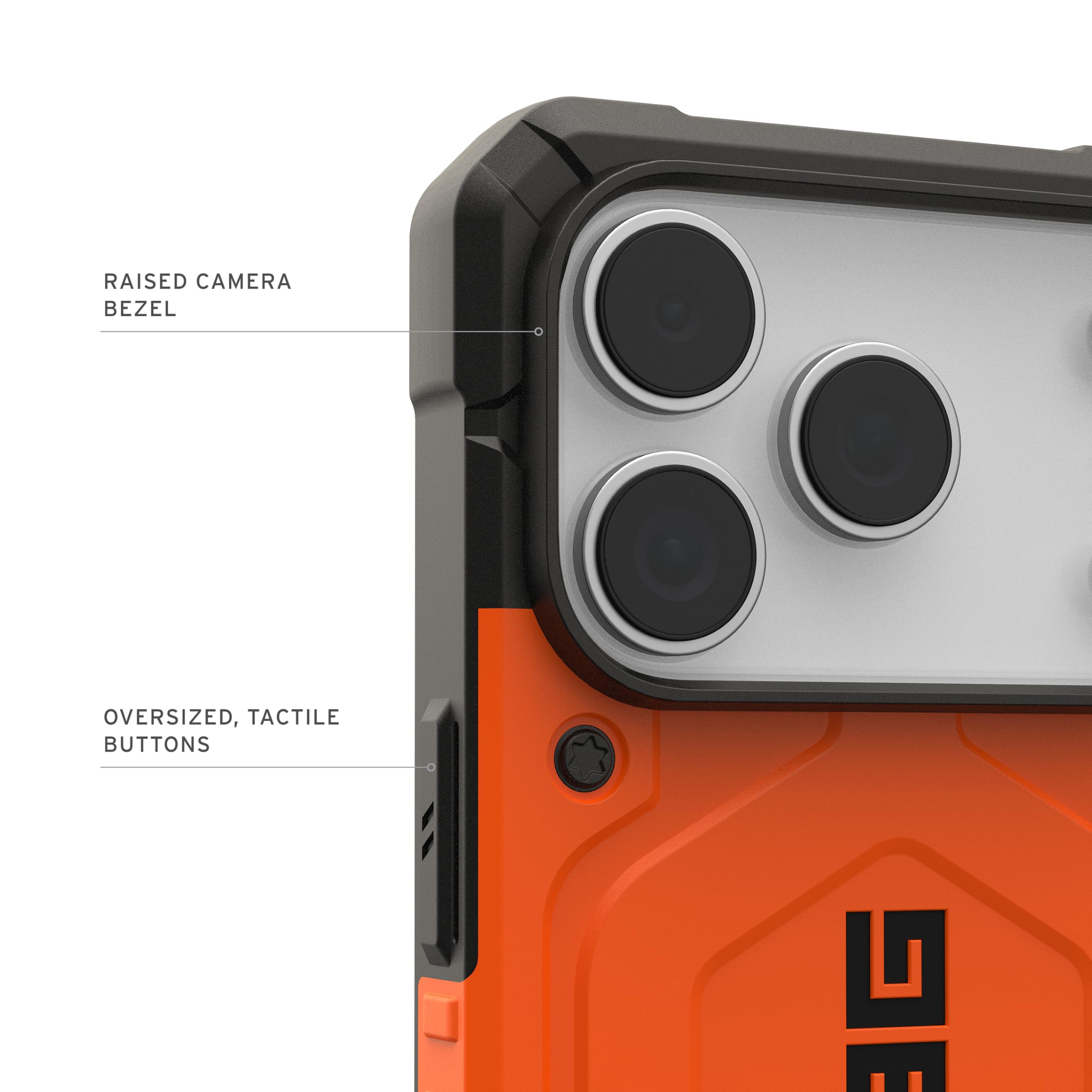 RAISED CAMERA BEZEL, OVERSIZED, TACTILE BUTTONS