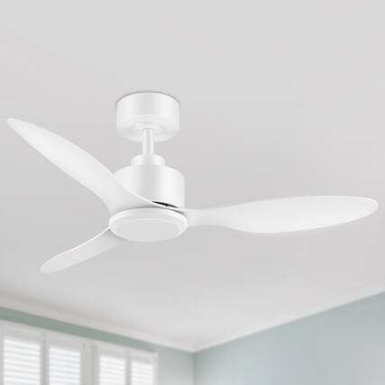 Front. Breezary - 42" Modern Indoor Ceiling Fan, 3 ABS Blades, 6-Speed DC Motor, Remote Control, Timer, 5'' Downrod, Light/No Light Option - Muted white.