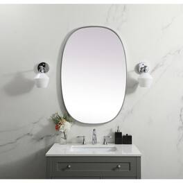 Elegant Decor - Metal Frame Oval Mirror 27x40 Inch - Silver