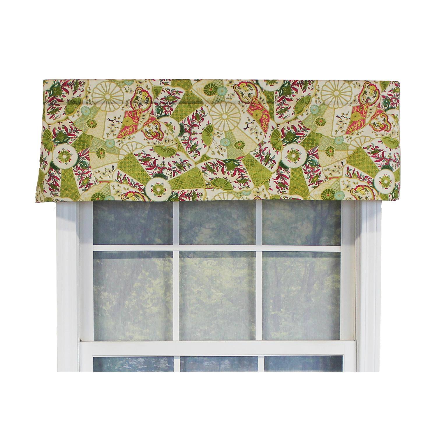 Front. RLF Home - RLF Home Selene Tailored 100% Cotton with Fully Lined 3" Rod Pocket Valnance for Windows 50" x 14" Multi - Multi.