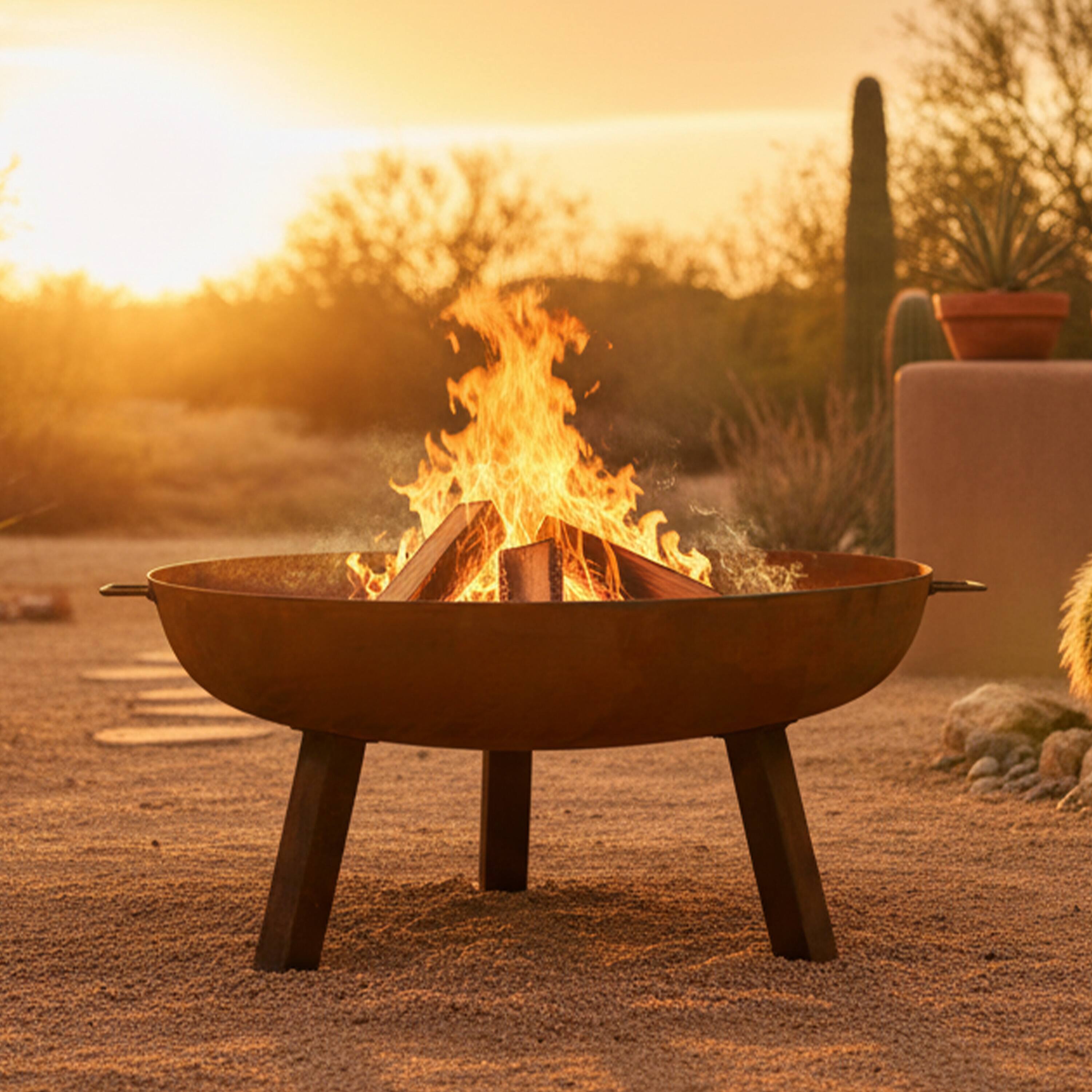 Alt View 9. Sunnydaze - 34 in Rustic Cast Iron Fire Pit Bowl with Stand - Rust.