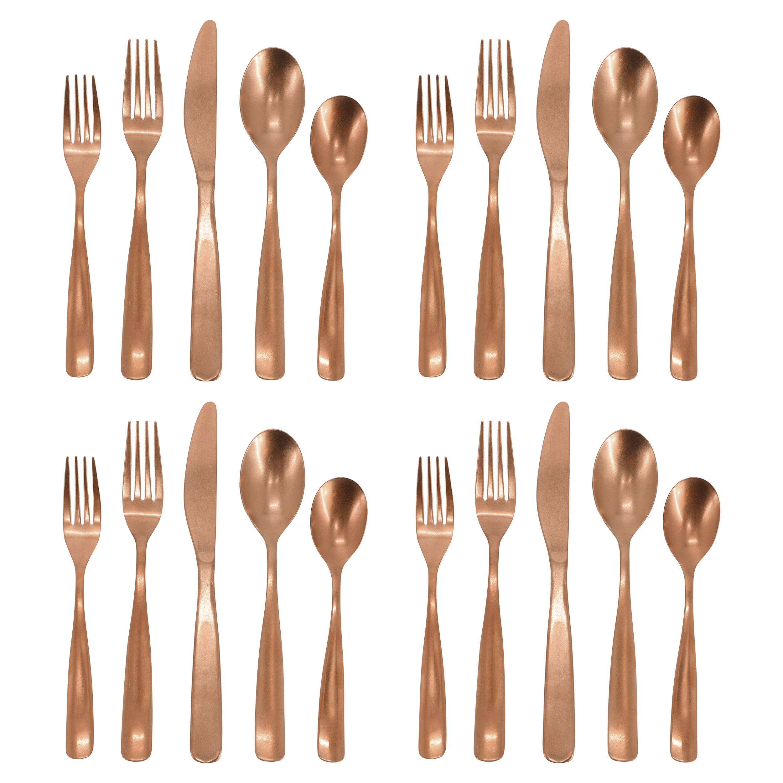 Alt View 1. Gibson - Gibson Home Hulton 20 Piece Stainless Steel Flatware Set in Matte Bronze - Bronze.