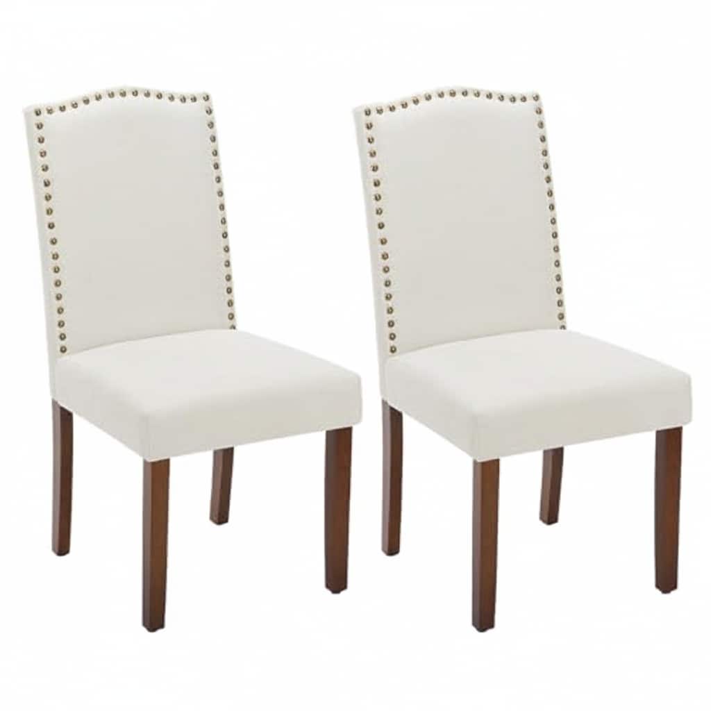 AOITUN - Dining Chairs Set of 2 - Modern Fabric Upholstered Accent Chairs for Kitchen & Living Room - Beige