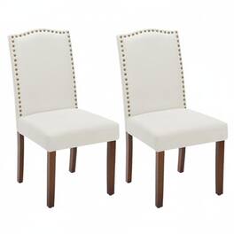 AOITUN - Dining Chairs Set of 2 - Modern Fabric Upholstered Accent Chairs for Kitchen & Living Room - Beige