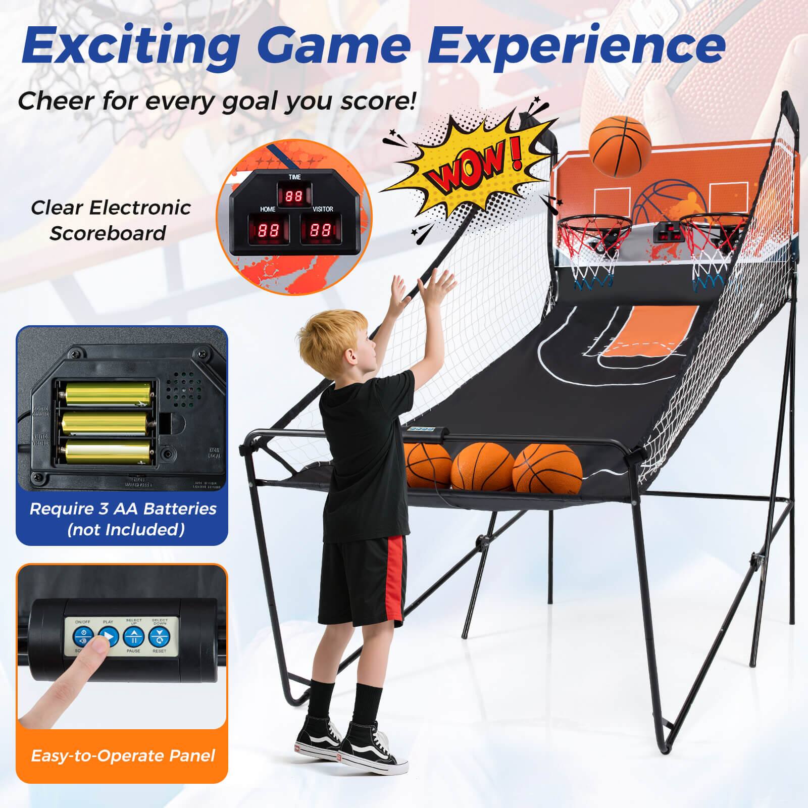 Exciting Game Experience  
Cheer for every goal you score!  

Clear Electronic Scoreboard  
Require 3 AA Batteries (not Included)  

Easy-to-Operate Panel