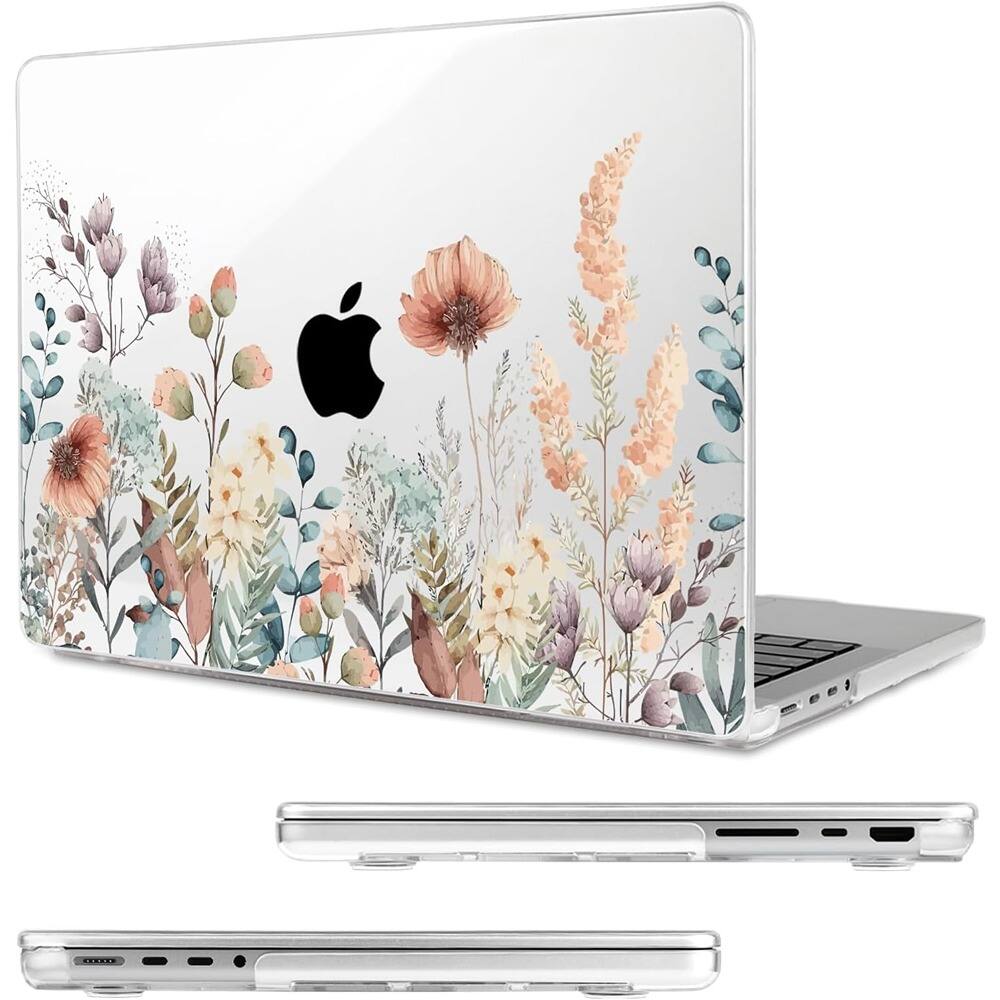 Angle. RTMB - MacBook Pro 16" Hard Shell Case with Keyboard Cover – Abstract Flower - Abstract Flower.