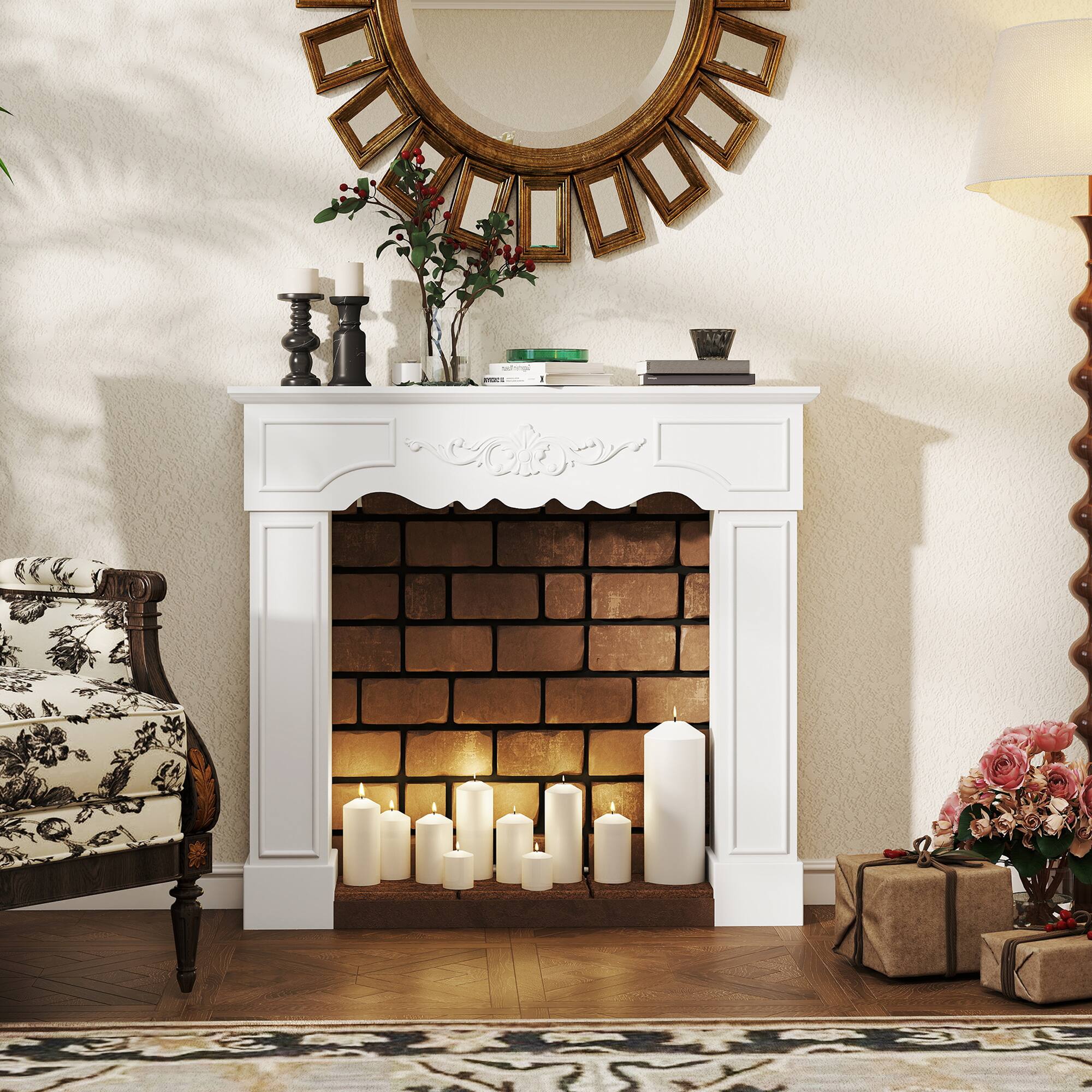 Alt View 5. Homcom - Fireplace Mantel, Freestanding Fireplace Surround with Leg for Electric Fireplaces - white.