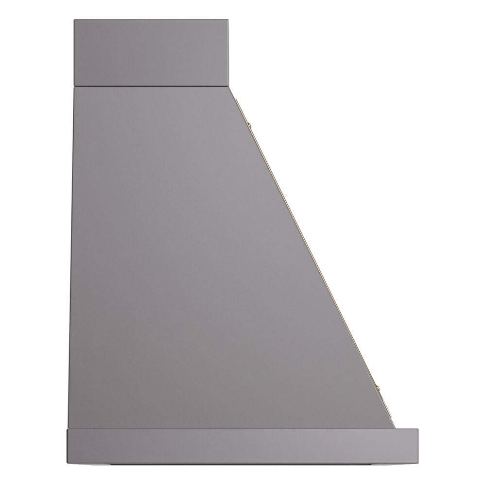 Alt View 3. ILVE - ILVE Nostalgie II Noblesse 36 inch Ducted Wall Mount Range Hood with 600 CFM (Graphite Matte, Brass Trim) - Graphite Matte.