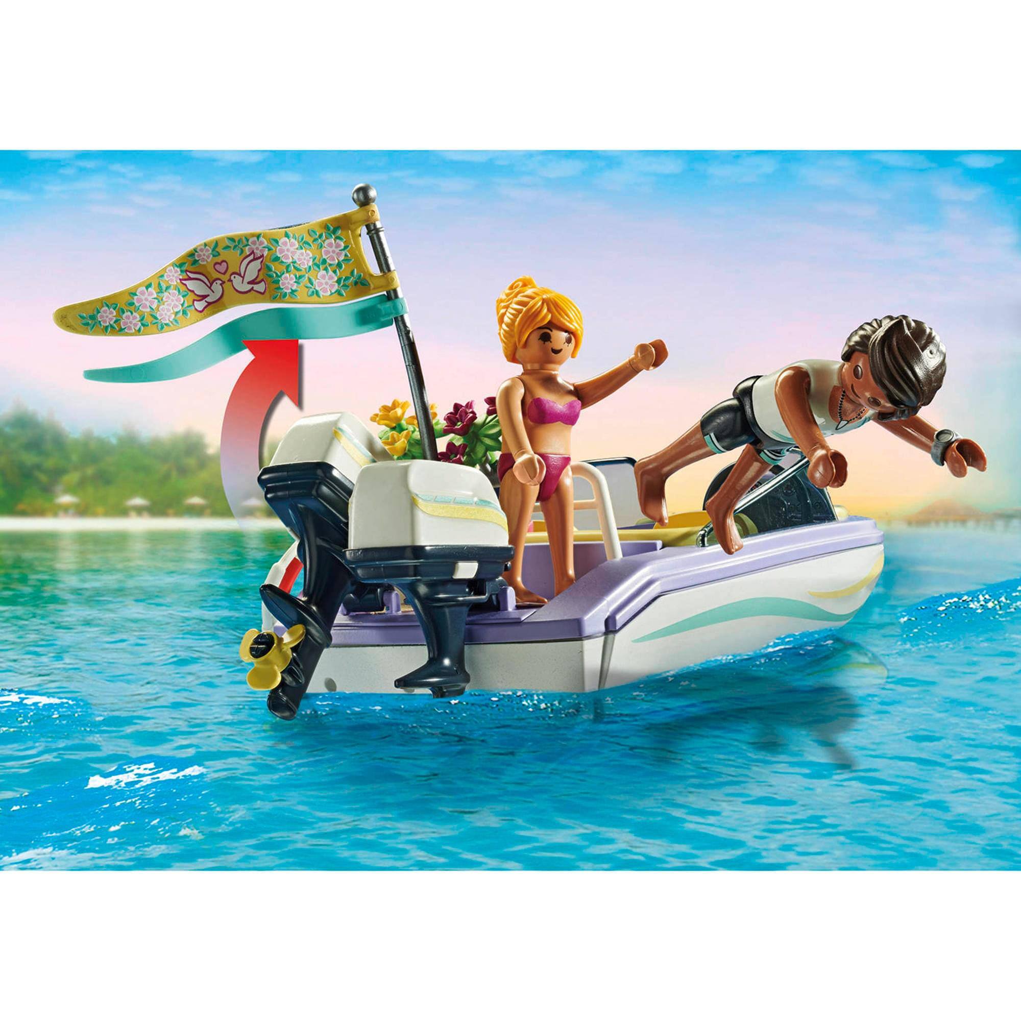 Alt View 5. Playmobil - Playmobil 71366 Honeymoon Speedboat Trip 68 Piece Building Set - Multi-Colored.