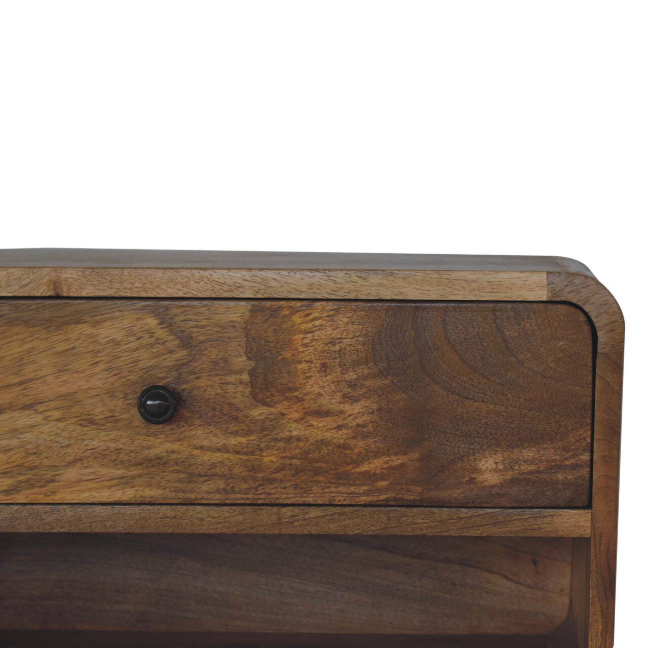 Alt View 1. Artisan Furniture - Artisan Furniture Solid Wood Large Floating Curve Open Slot Bedside, 1 Drawer, Brown - Brown.