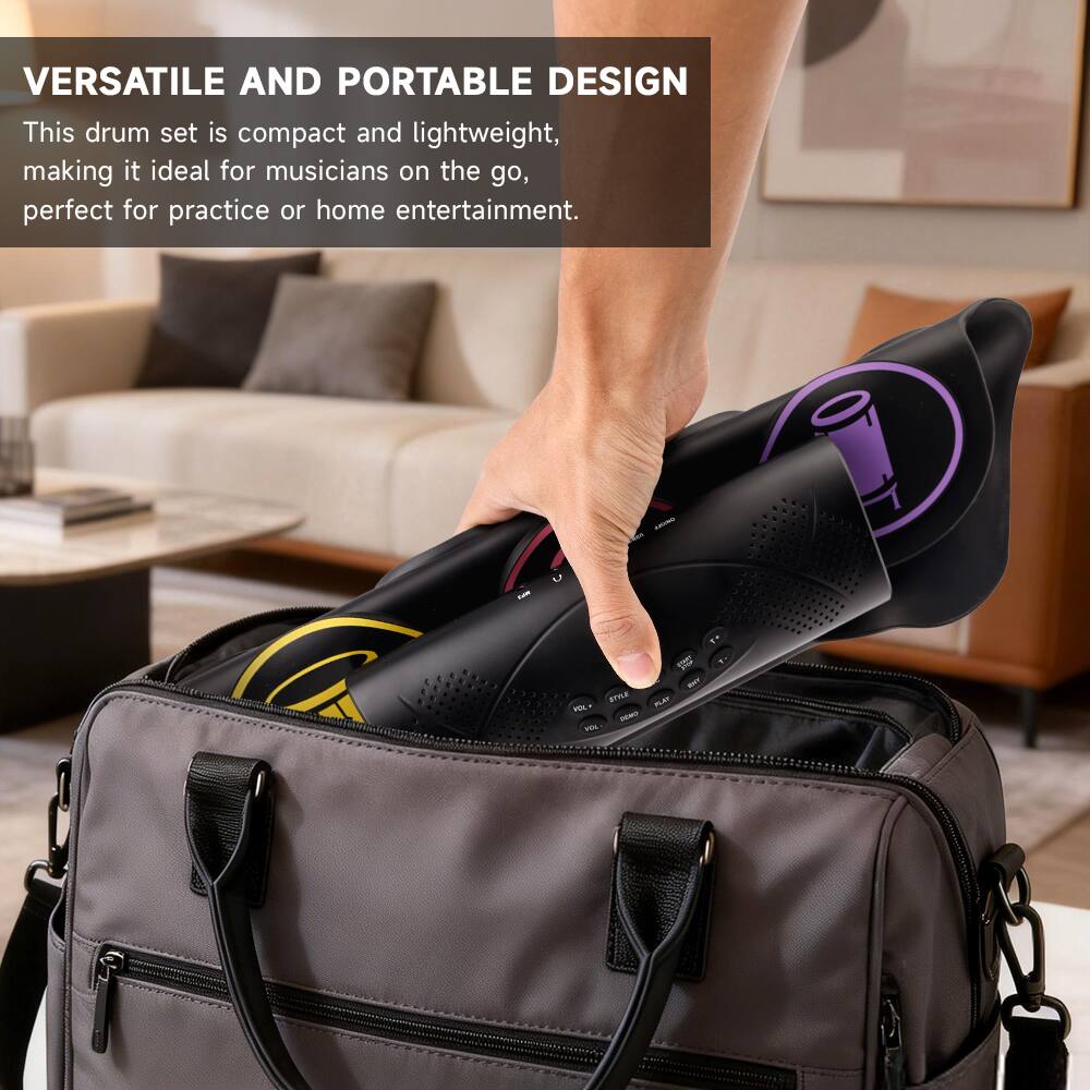 VERSATILE AND PORTABLE DESIGN

This drum set is compact and lightweight, making it ideal for musicians on the go, perfect for practice or home entertainment.