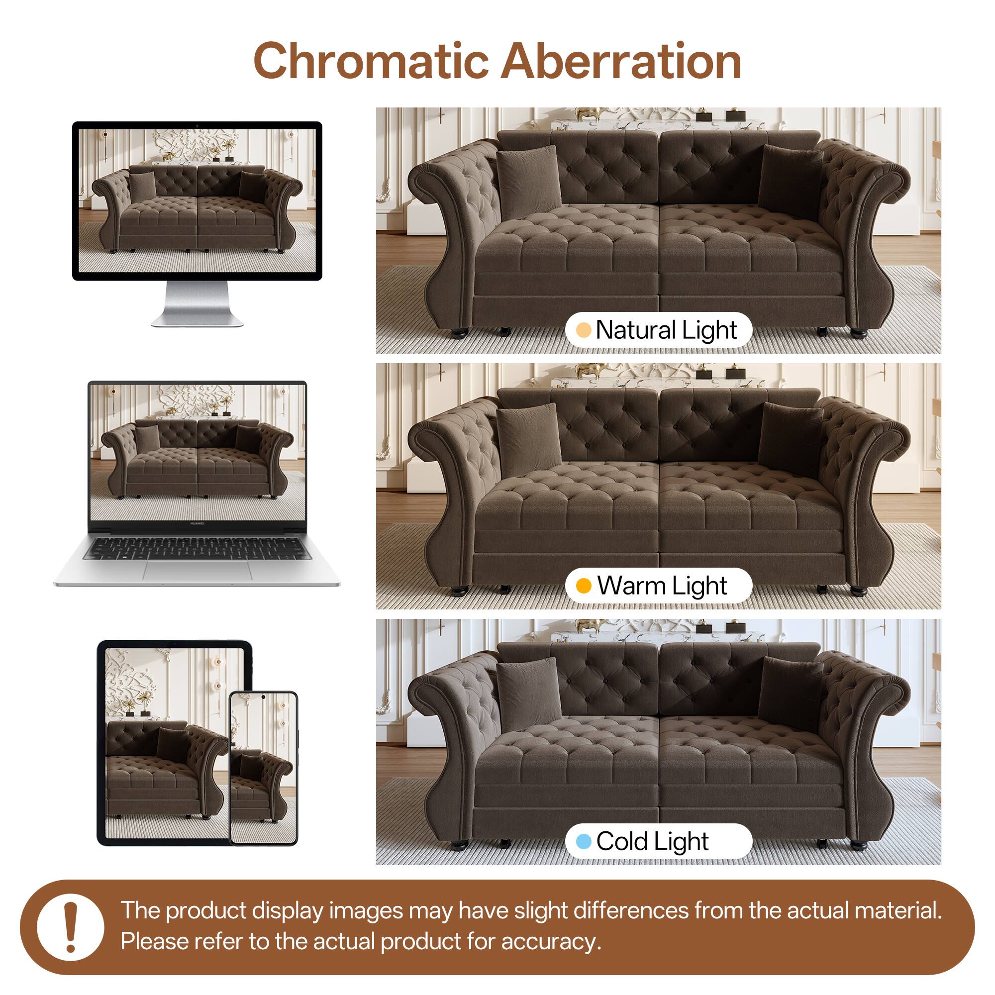 Chromatic Aberration  
Natural Light  
Warm Light  
Cold Light  

The product display images may have slight differences from the actual material. Please refer to the actual product for accuracy.