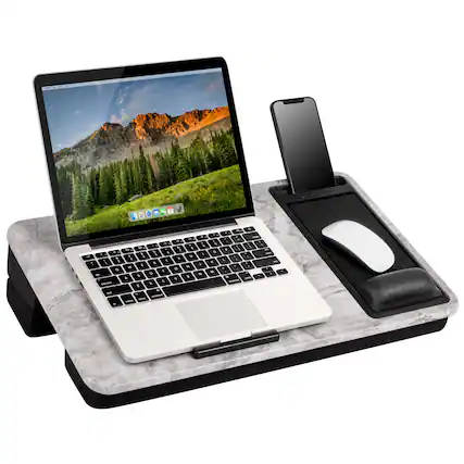 Front. LapGear - Elevation Pro Lap Desk (Fits up to 17" Laptop) - White Marble.