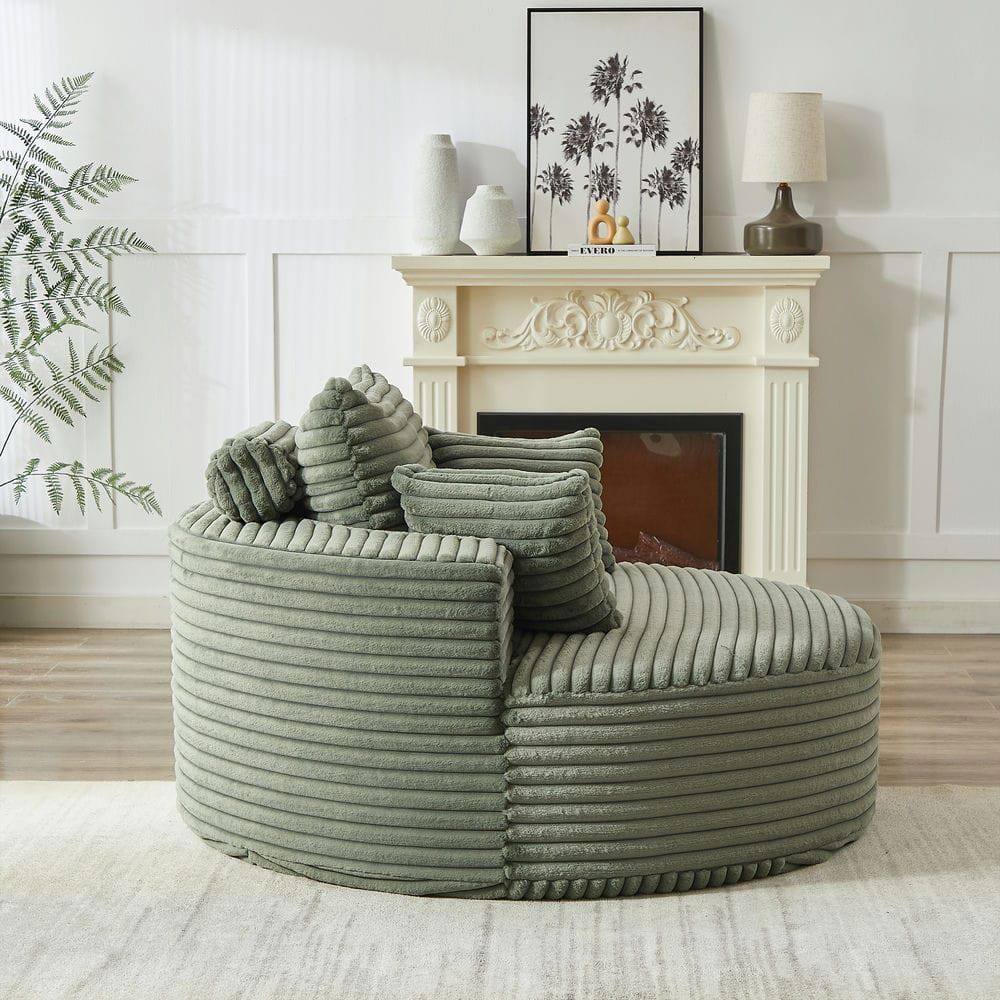 Alt View 1. Resenkos - 55"L Corduroy Single Sofa, Fluffy Modern Sleeper Chair for Living Room & Bedroom, No Assembly, Green - Green.