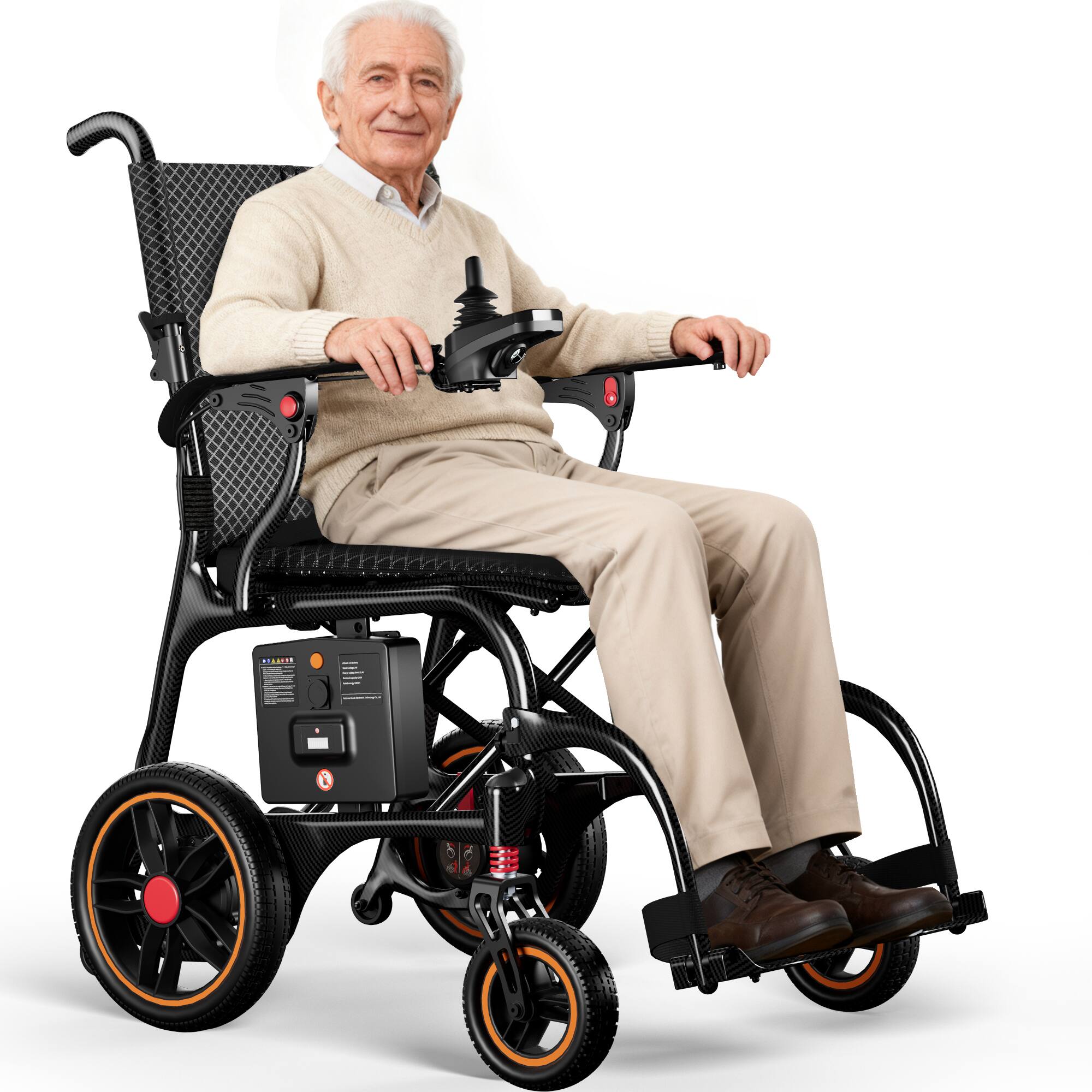 Alt View 6. KERDOM - 100% Carbon Fiber Ultra-Light Electric Wheelchair with Remote Control, Power Wheelchair Airline Approve Lithium Battery - Black.