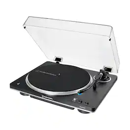 Audio-Technica - Audio Technica AT-LP70XBT-BS Automatic Belt-Drive Turntable - /Silver with an AudioQuest AQSLVRRECBRUSH - Bundle - Black
