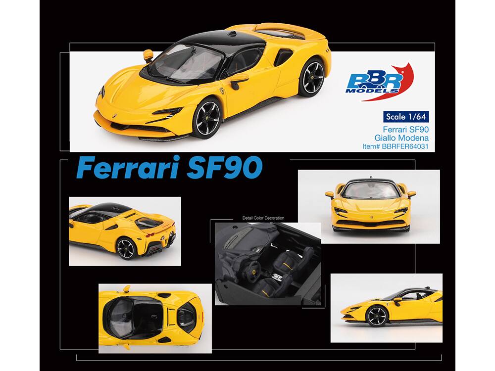 Ferrari SF90

Scale 1/64

Ferrari SF90 Giallo Modena

Item# BBRFER64031

Detail Color Decoration