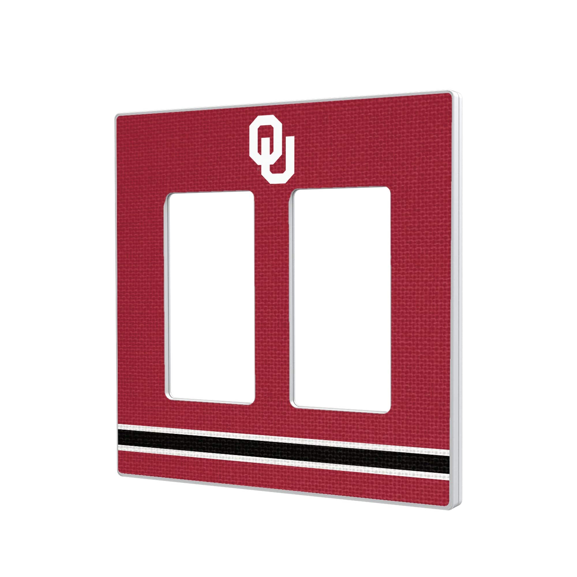 Keyscaper - Oklahoma Sooners Stripe Design Double Rocker Light Switch Plate - Multicolor