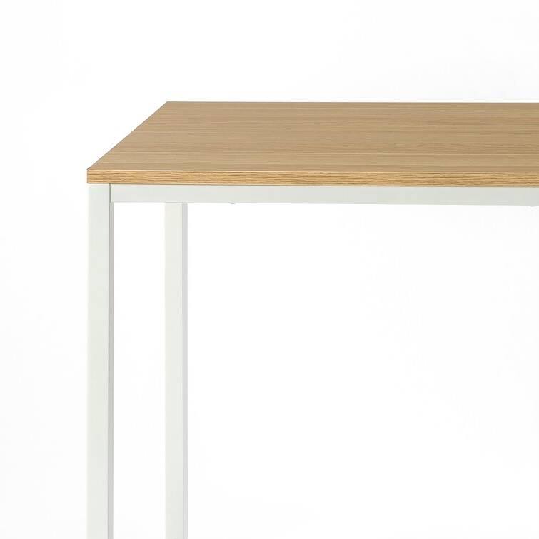 Alt View 1. Hivvago - Modern Home Office Desk with White Metal Frame and Wood Table Top - brown.