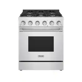 Thor Kitchen - 30 in. Wide 5 Burner 5.0 Cu Ft. Professional Freestanding Liquid Propane Gas Range - Stainless Steel