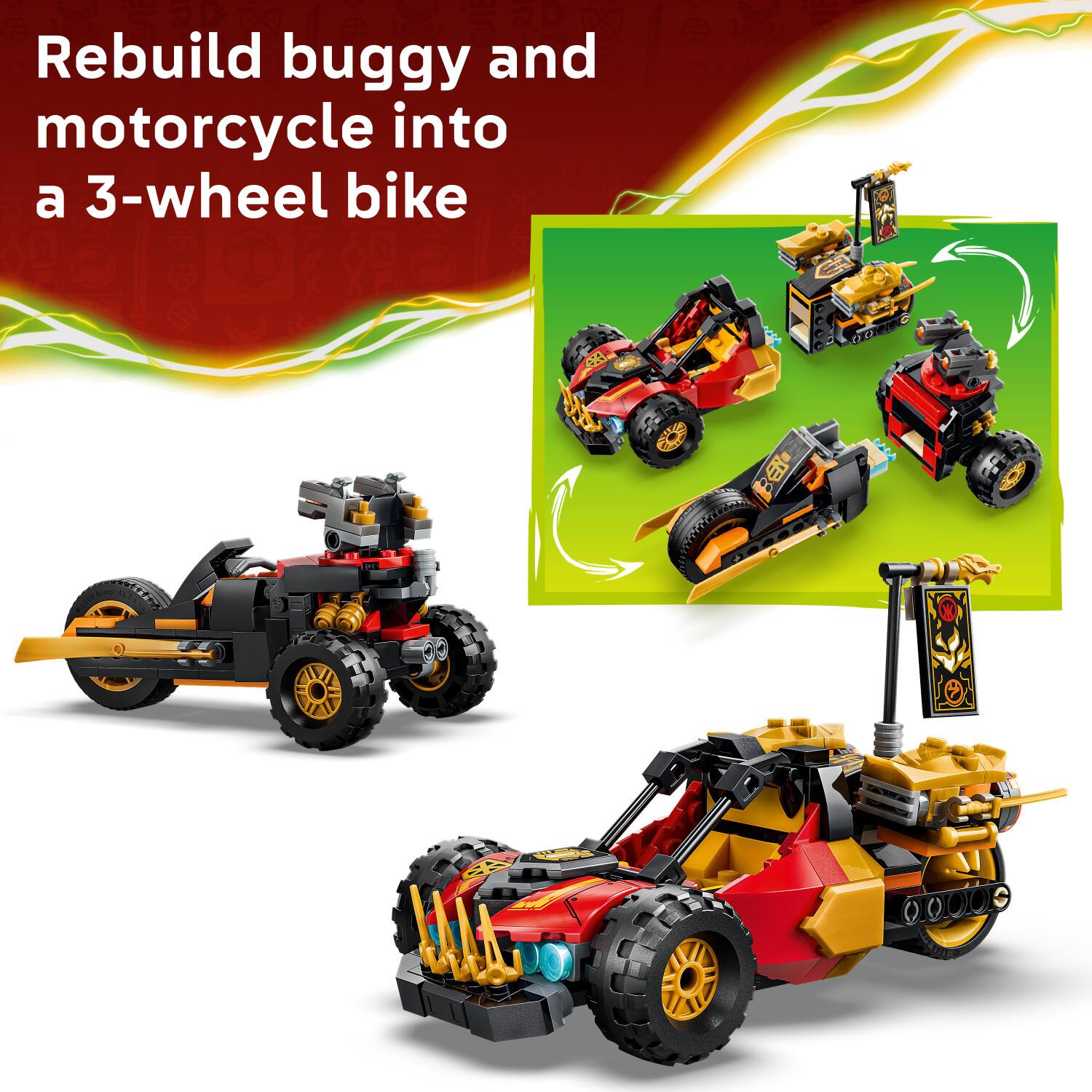 Rebuild buggy and motorcycle into a 3-wheel bike
