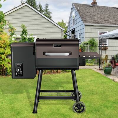 KingChii 456 Sq. In. Pellet Grill and Smoker with Side Shelf and KingChii 456 Sq. In. Pellet Grill and Smoker with Side Shelf and