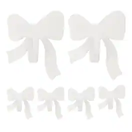 Unique Bargains - 6pcs Bow Decorative Metal Self-Adhesive Wall Hooks Heavy Duty for Bathroom Kitchen Home Office Hanging Keys Coats - White