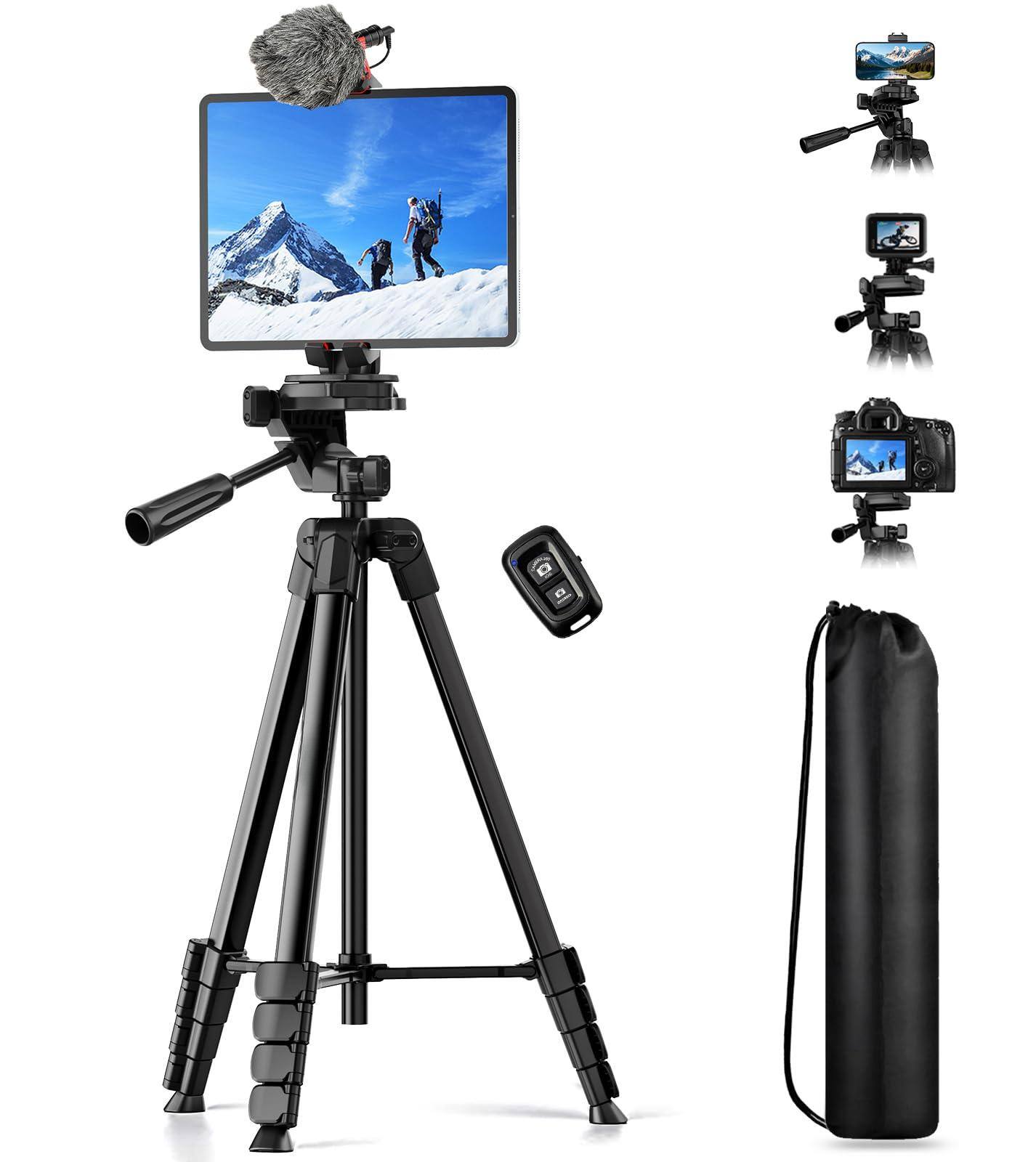 Alt View 5. VEGA AUTOMOTIVE - Ipad Tripod Stand Phone For Tablet Camera With 1 Holder Remote Carry Bag Aluminum Extendable Video Recordin... - Grey.