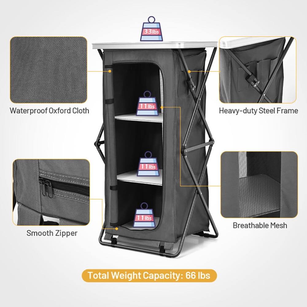 33 lbs Waterproof Oxford Cloth  
11 lbs Heavy-duty Steel Frame  
11 lbs Smooth Zipper  
11 lbs Breathable Mesh  
Total Weight Capacity: 66 lbs