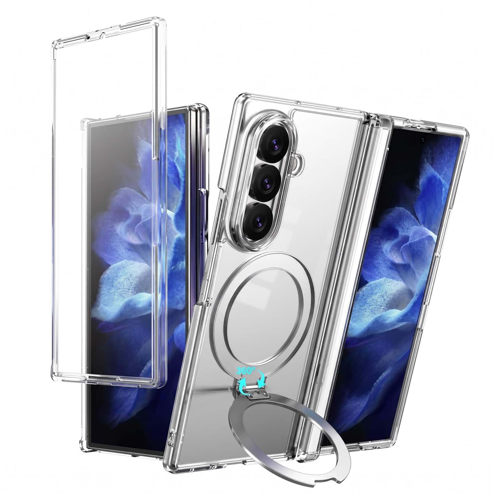 Dteck - For Samsung Galaxy Z Fold8 Ultra Magnetic Case Built-in Screen Protector,Shockproof Ring Stand Back Hinge Cover - Clear price history on PriceWatchPro