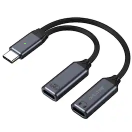 Overtime - USB-C to USB-C & Type-C Audio 100W Charging Splitter Adapter, Black