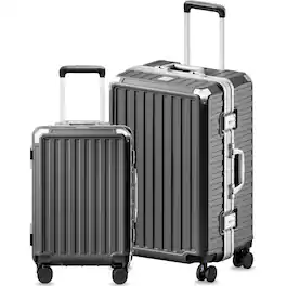 LUGGEX - 20 28 Inch Aluminum Zipperless Polycarbonate Luggage Set - LX-ZX - Black