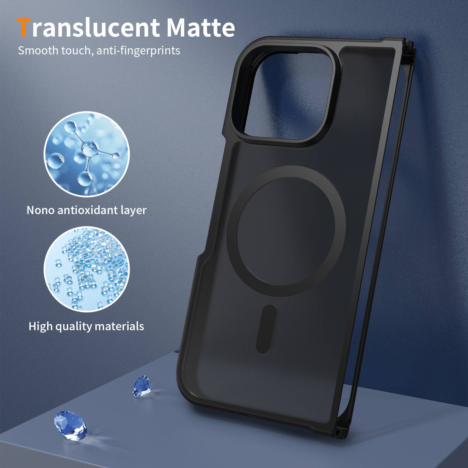 Translucent Matte  
Smooth touch, anti-fingerprints  

Nano antioxidant layer  

High quality materials