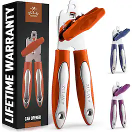 Zulay Kitchen - Manual Can Opener Smooth Edge Cut Stainless Steel Blades with Comfortable Grip Handle and Large Turn Knob - Cinammon