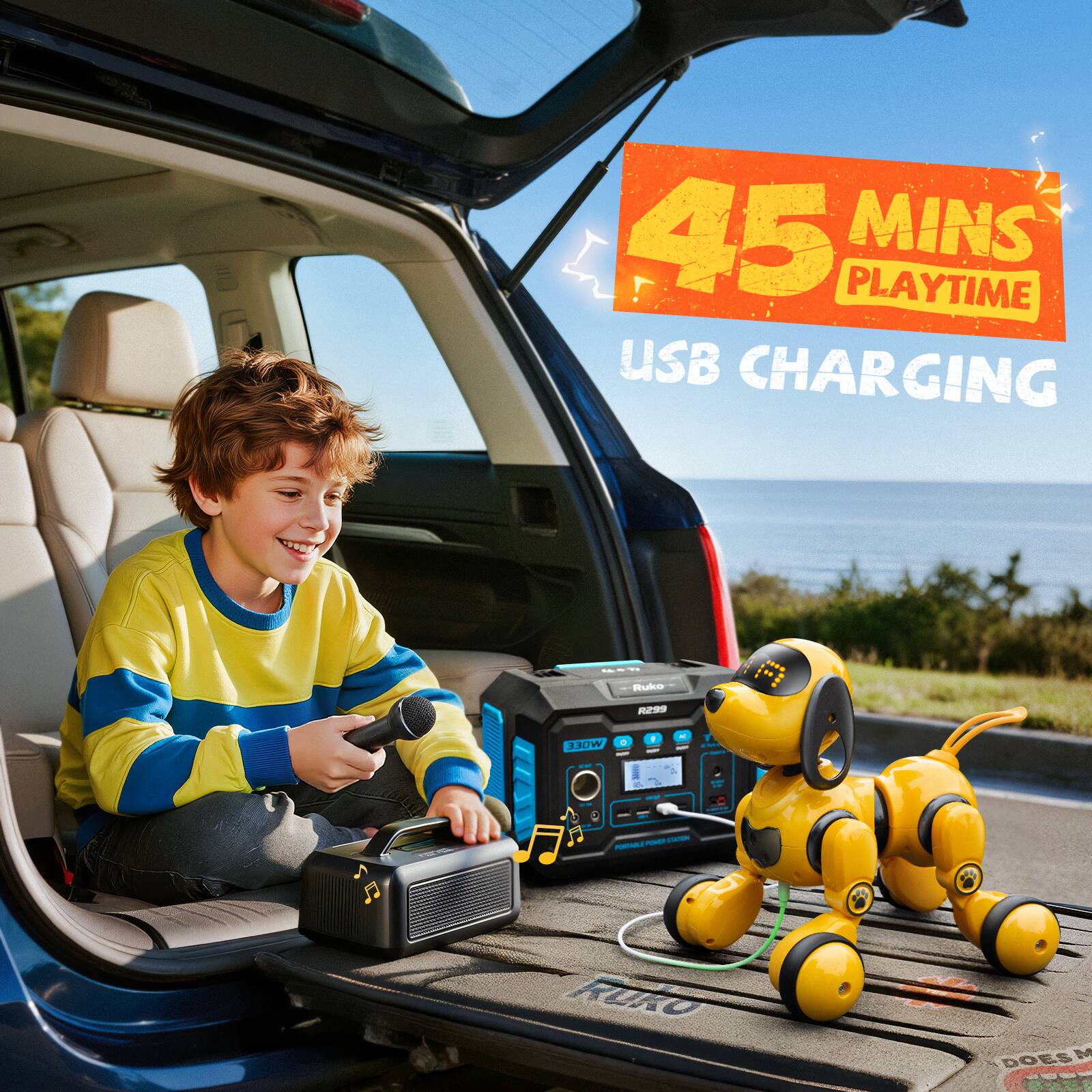 45 MINS PLAYTIME USB CHARGING