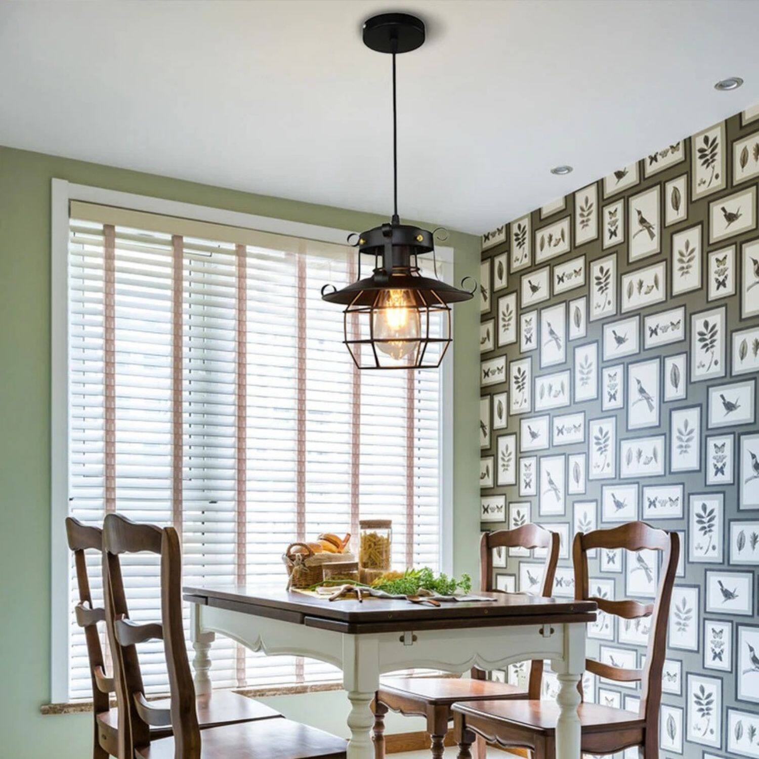 Angle. Stock Preferred - Industrial Farmhouse Chandelier Pendant Light - Matte Black.