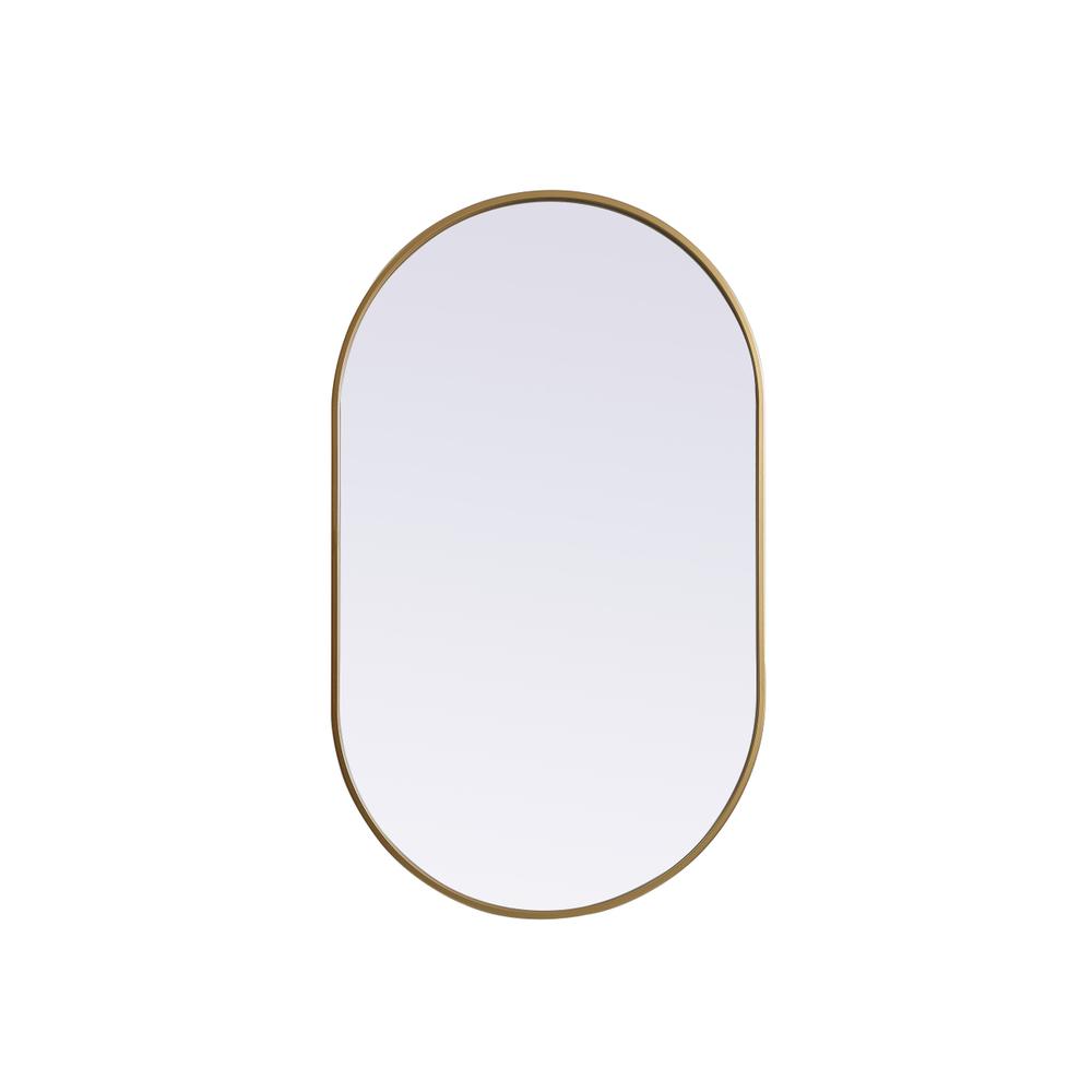 Alt View 2. Elegant Decor - Metal Frame Oval Mirror 24x40 Inch in Brass - Brass.