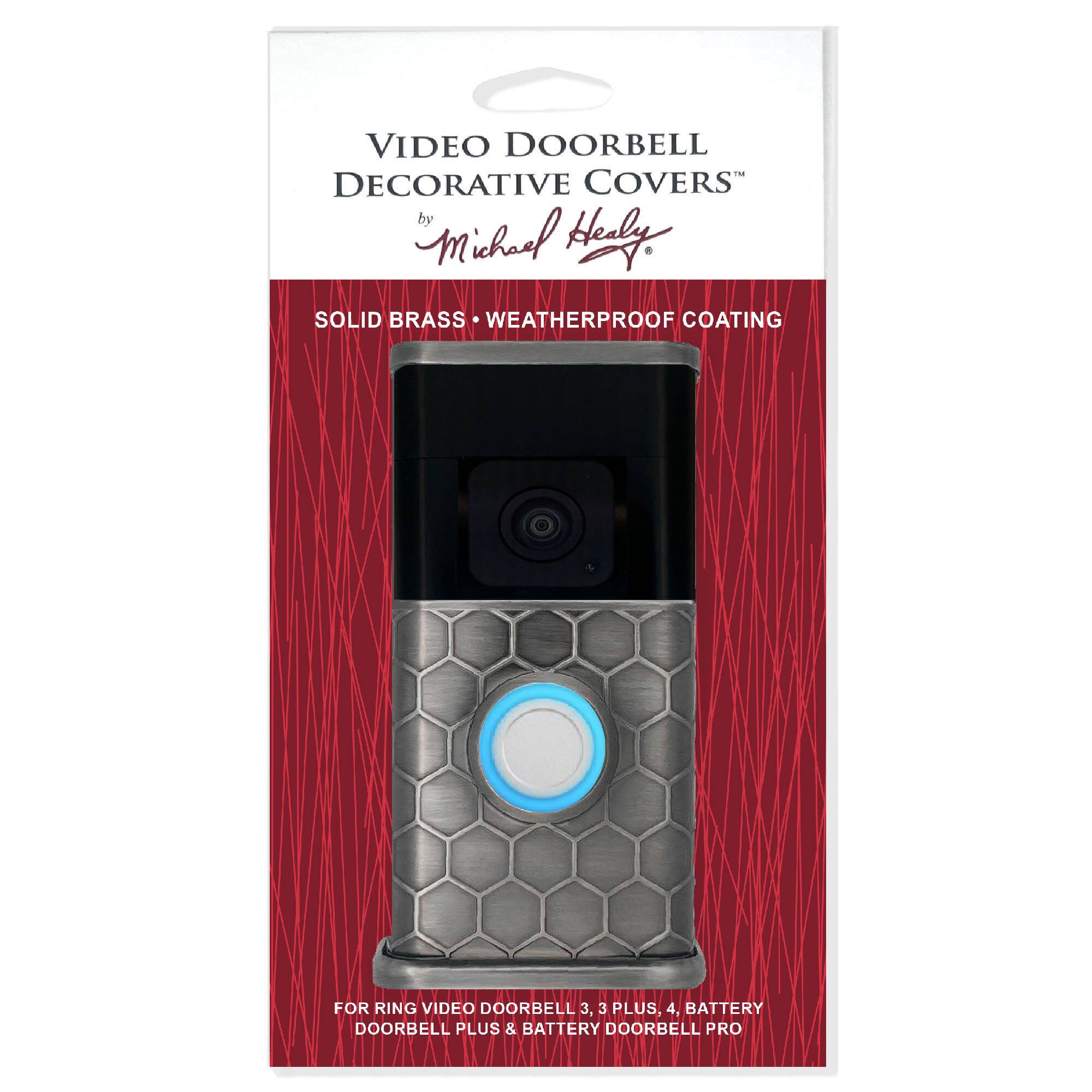 VIDEO DOORBELL DECORATIVE COVERS by Michael Hely - SOLID BRASS WEATHERPROOF COATING FOR RING VIDEO DOORBELL 3, 3 PLUS, 4, BATTERY DOORBELL PLUS & BATTERY DOORBELL PRO