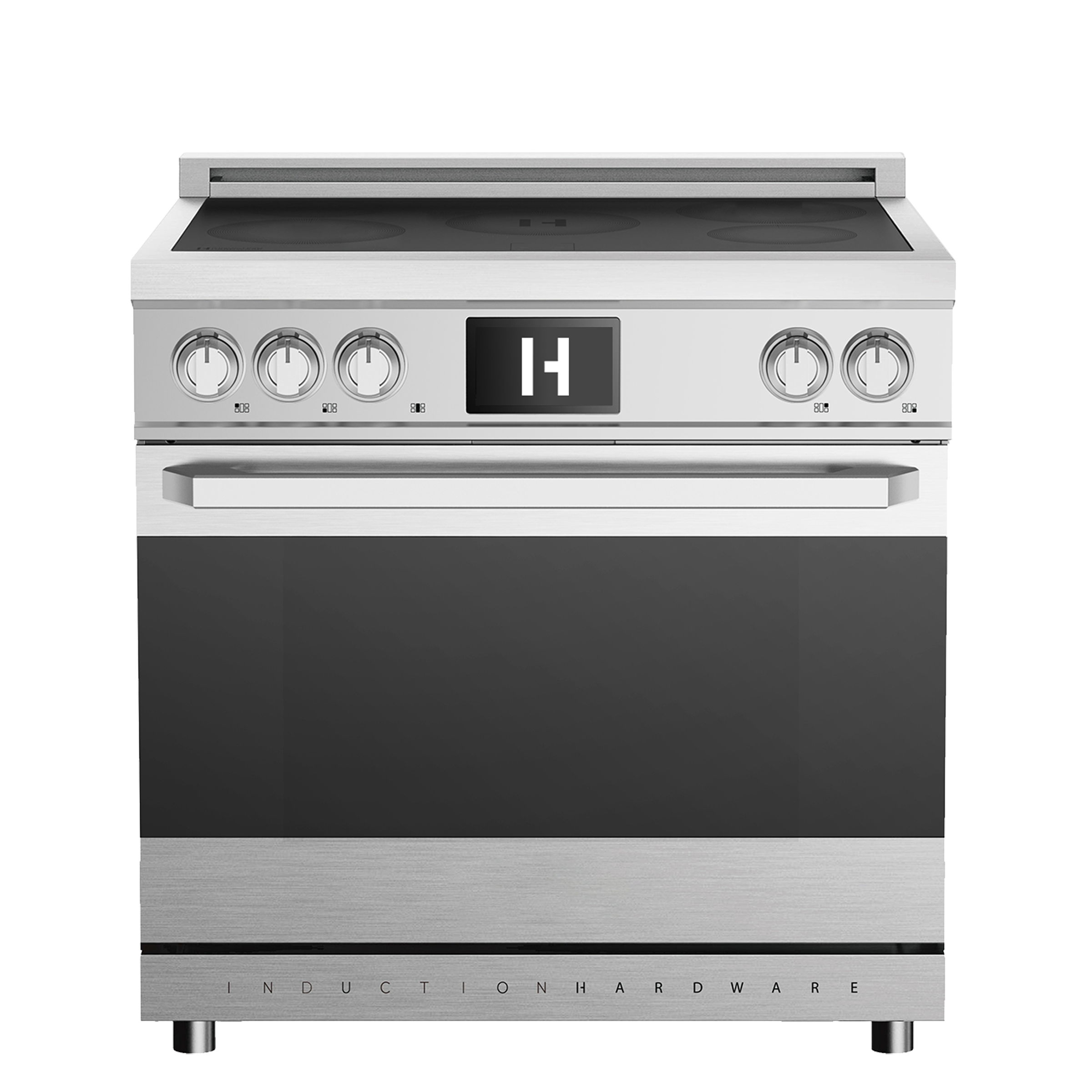Induction Hardware - Professional 36 Inch Induction Range with Convection Oven & Air Fry, 5 Burner Electric Stove, Pizza Stone - Stainless Steel