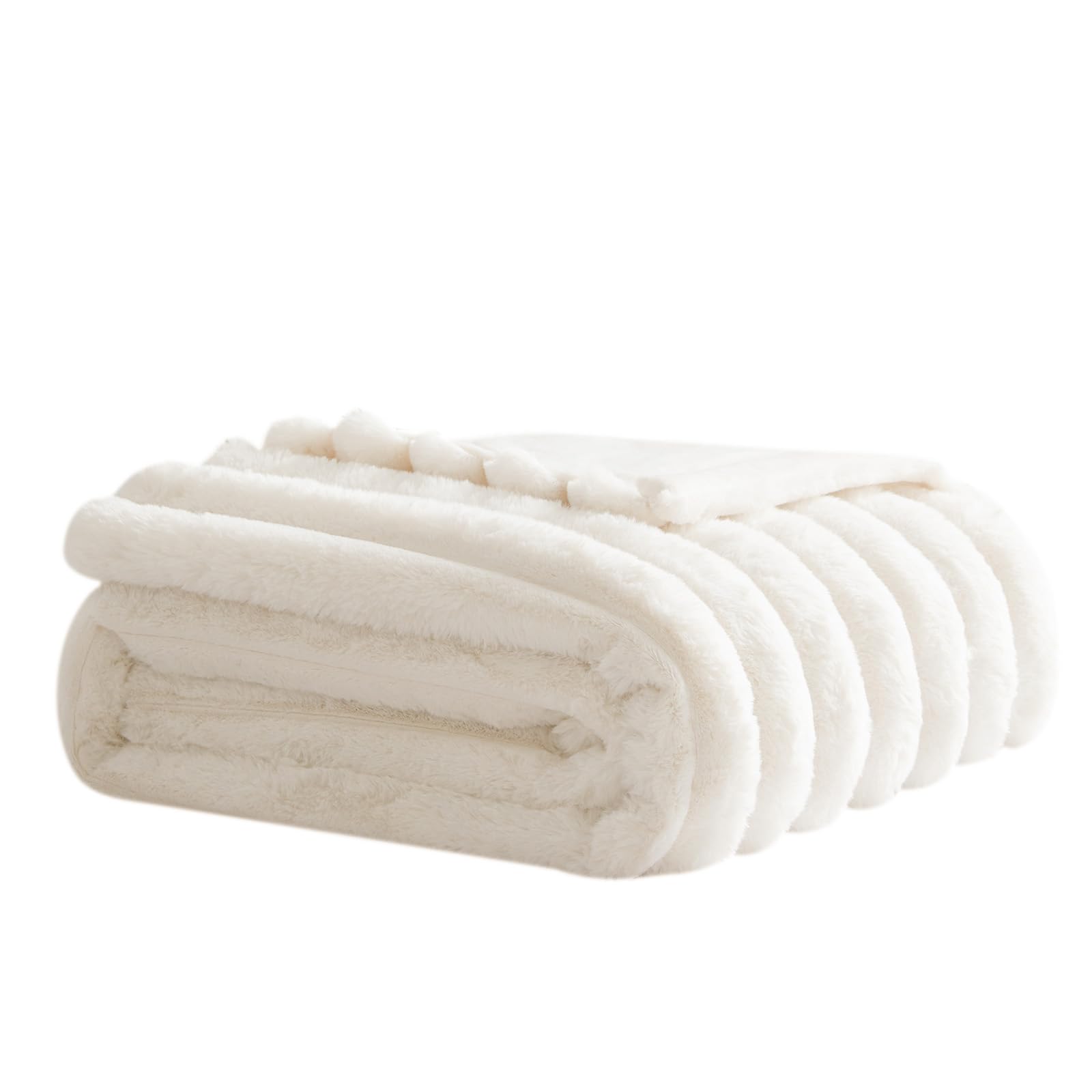 Alt View 4. ThinkLink Electronic - Faux Throw Blanket Striped Soft Cozy Fluffy Luxurious Blankets Couch Bed Sofa Chair Warm Furry Plush - Dark Grey Twin (60" x 80").