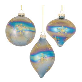 BreeBe - Irredescent Glass Snowflake Ornament (Set of 6) - Blue, Gold